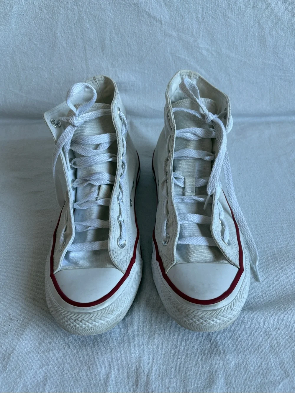 Converse chuck Taylor All Star White High-Top Sneakers with Red & Blue Stripe